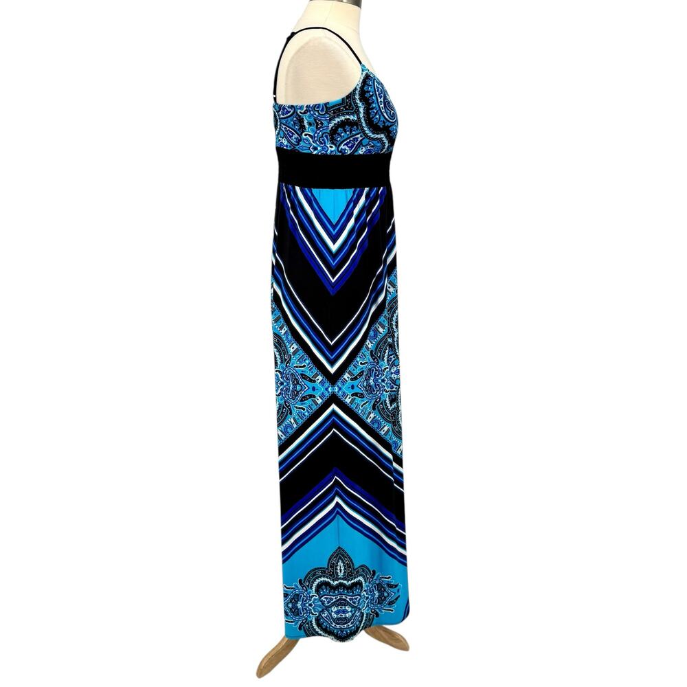 Muse Boston Proper Maxi Dress 8 Blue Paisley Smocked Empire Waist Padded Bra - Picture 7 of 11